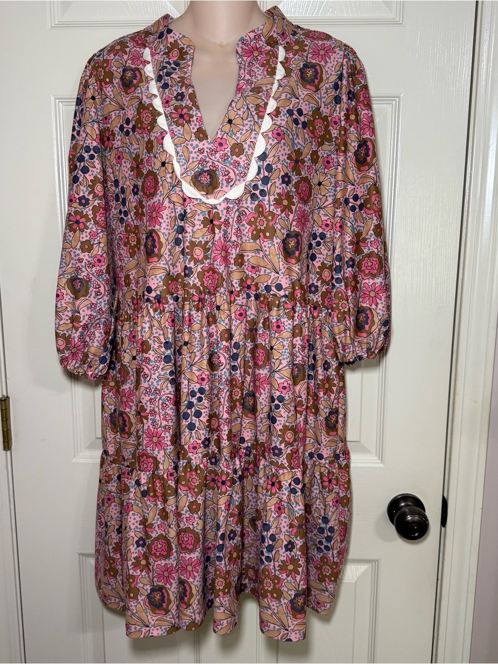SMITH & QUINN Smooth Stretch Shirred Tiered Floral Casual Dress Size XLarge